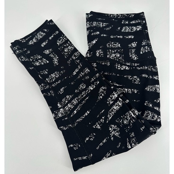 Lululemon Wunder Under Crop Legging Tight (Hi-Rise) Graf Black White Size 6 - Picture 4 of 8